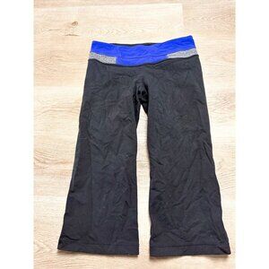 Lululemon Reverisble Cropped Mid Rise Wide Leg Leggings Black blue 6